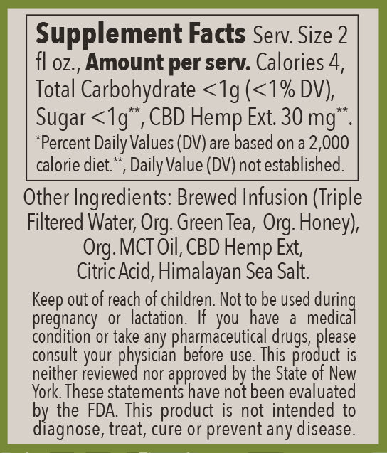 Green Tea & Honey Shot - 30 MG CBD - - Harney & Sons Fine Teas