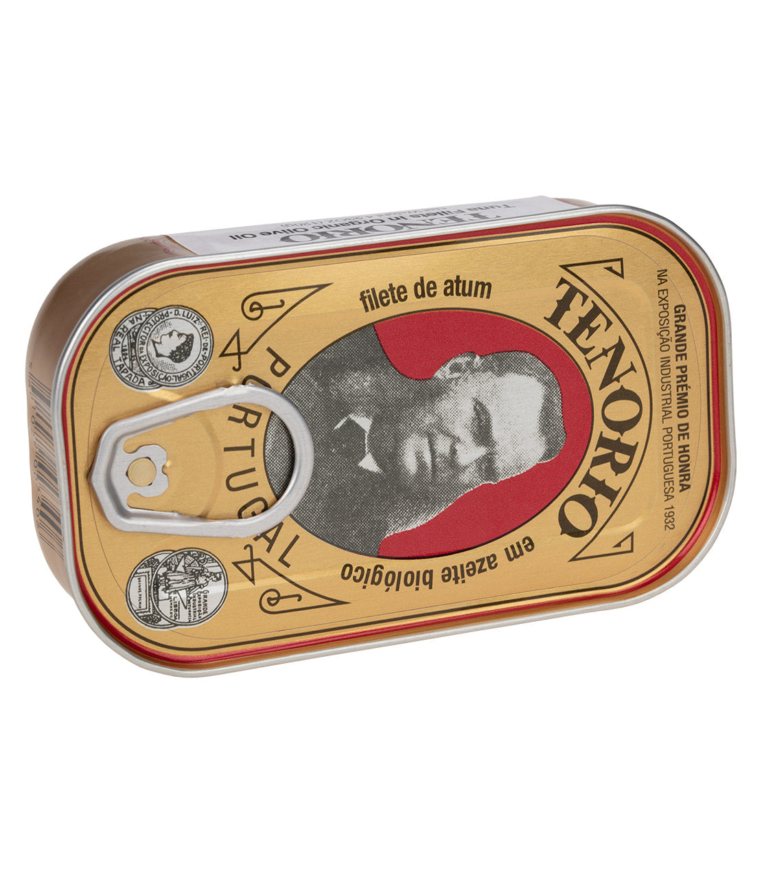 Canned fish from Portugalia Market featuring assorted flavors, with a vintage-style label and pull-tab opening.