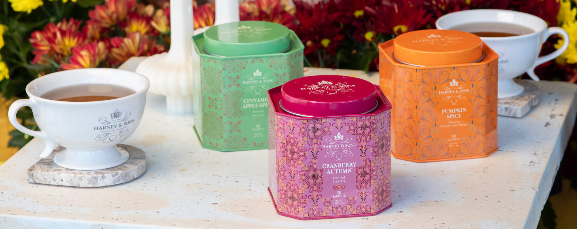 茶 HARNEY & SONS Yellow & Blue Sachets | Tin of 20 - Harney & Sons Fine Teas