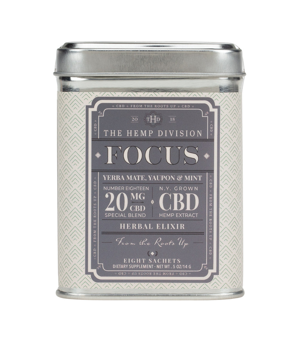 Focus Yerba Mate Yaupon Mint Tea With Hemp 8 Sachets