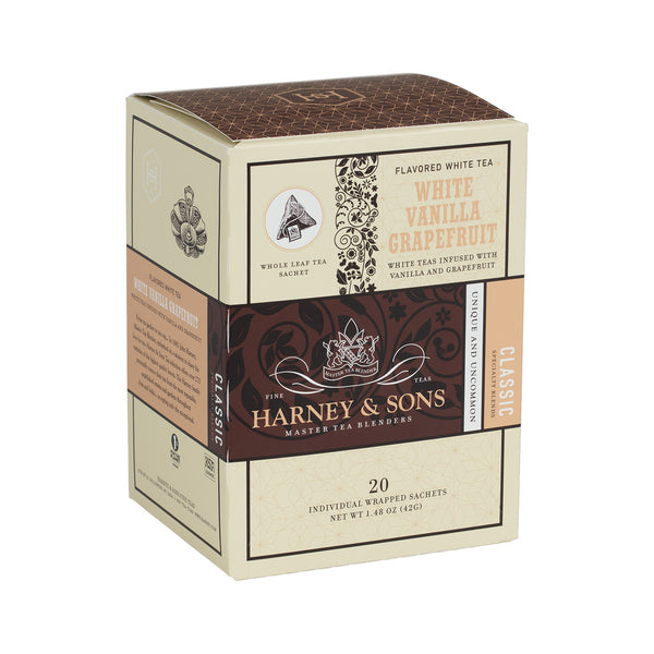 White Vanilla Grapefruit Tea Sachets - 20 Ct | Harney & Sons