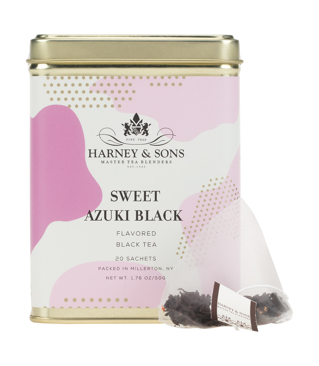 Sweet Azuki Black, Tin of 20 Sachets - Sachets Single Tin of 20 Sachets - Harney & Sons Fine Teas, Pyramid Tea Sachet