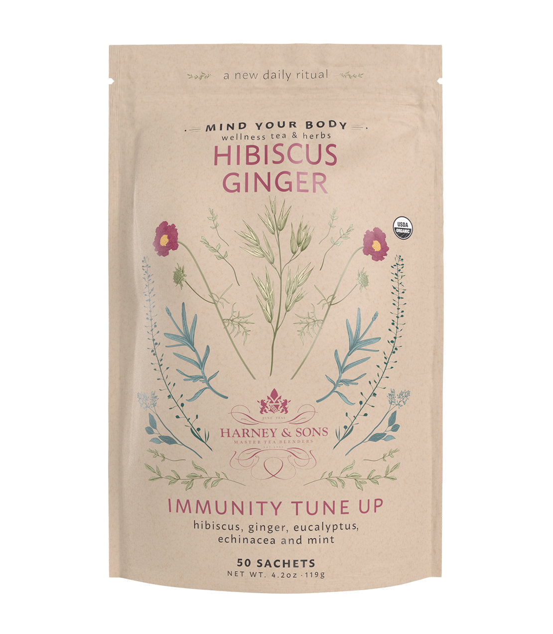 Organic Hibiscus Ginger Tea, Caffeine-Free | Harney & Sons
