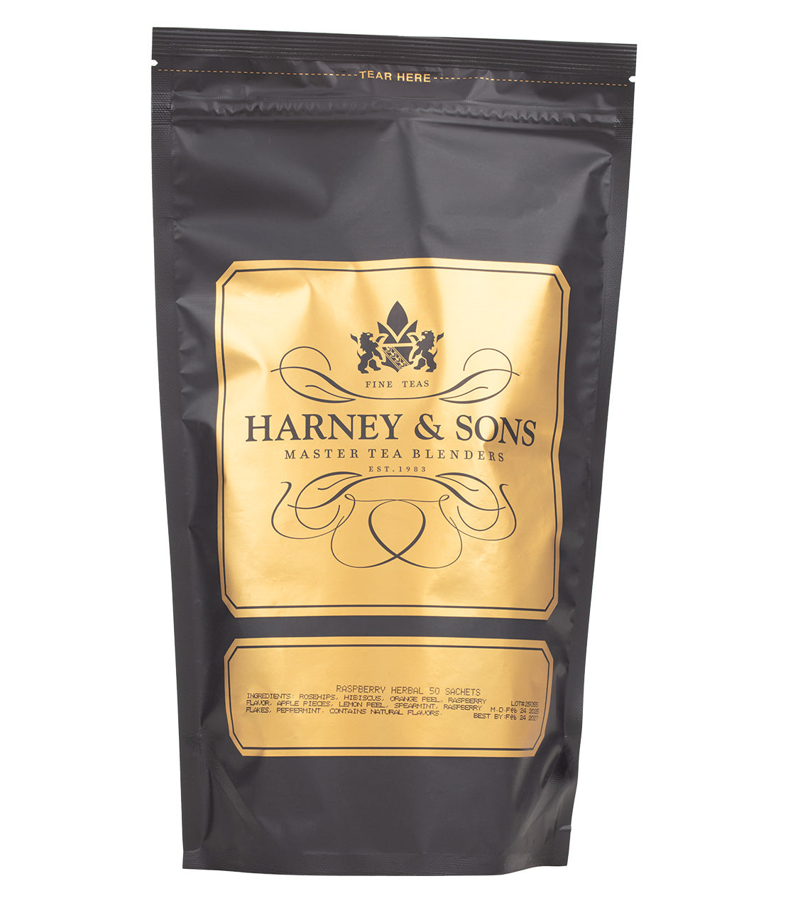 HORNEY & SONS ハーニーアンドサンズ Raspberry Herbal Tea - 50 Sachets - Caffeine Free - Harney & Sons