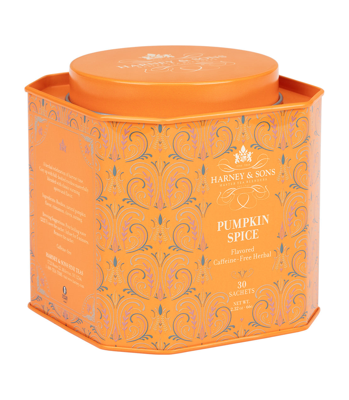 Harney & Sons Fine Teas- Pumpkin Spice- Orange 30 Count Tin of Sachets- 