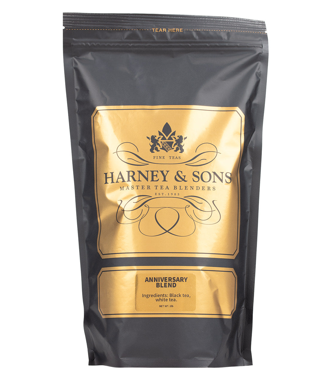 Harney & Sons Fine Teas- Anniversary Blend- 1 Pound/16OZ Bag- Black and Gold Bag