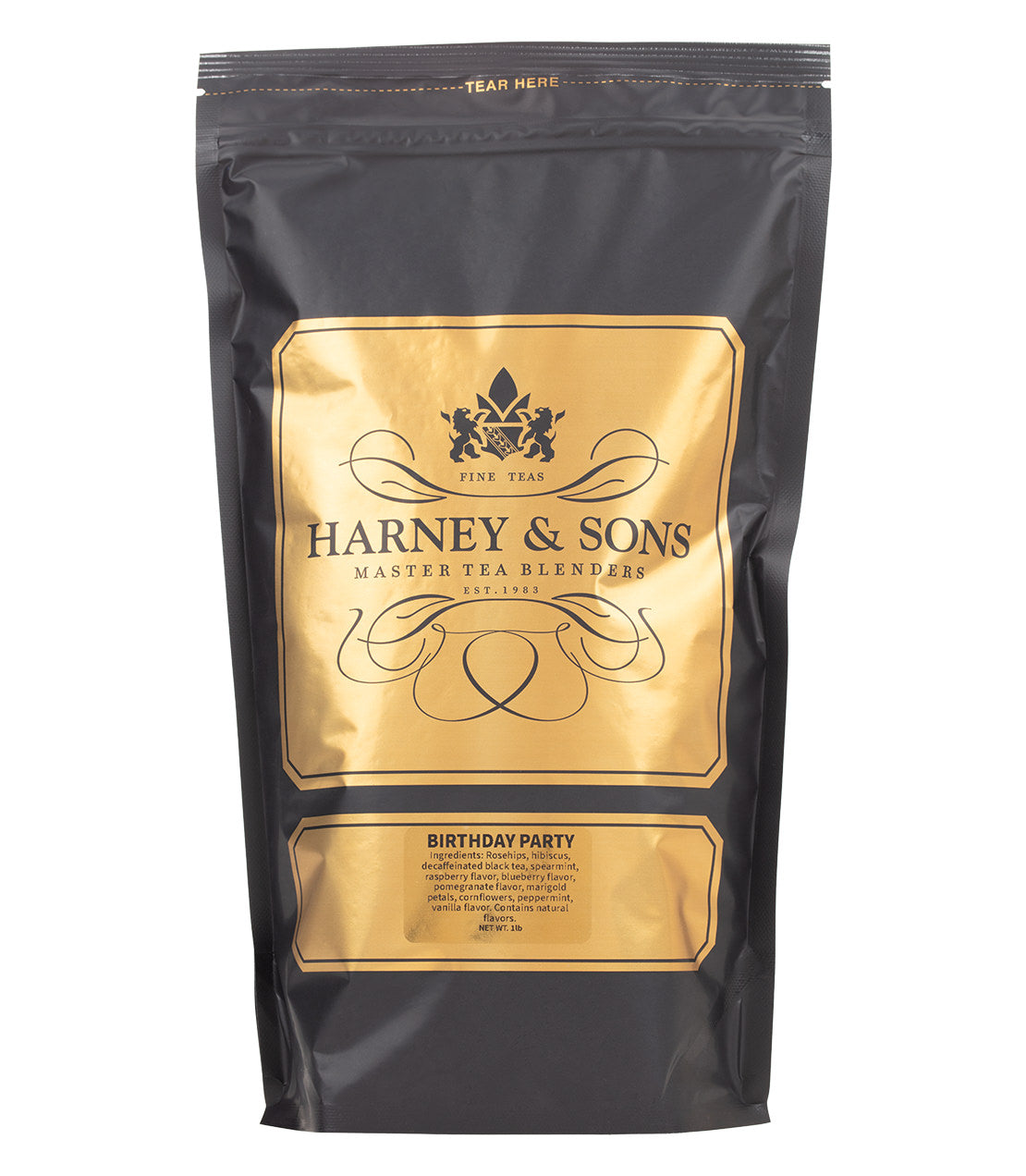 Harney & Sons Fine Teas- Birthday Party- 1 Pound Bag- Black and Gold