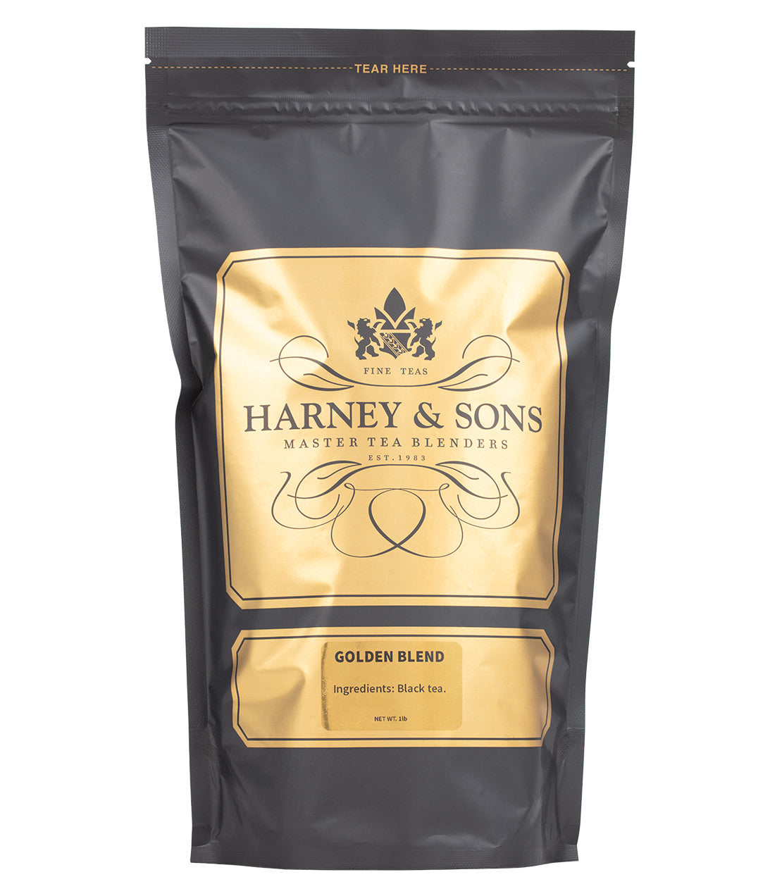 Harney & Sons Fine Teas- Golden Blend- 1 Pound/16OZ Bag- Black and Gold Bag