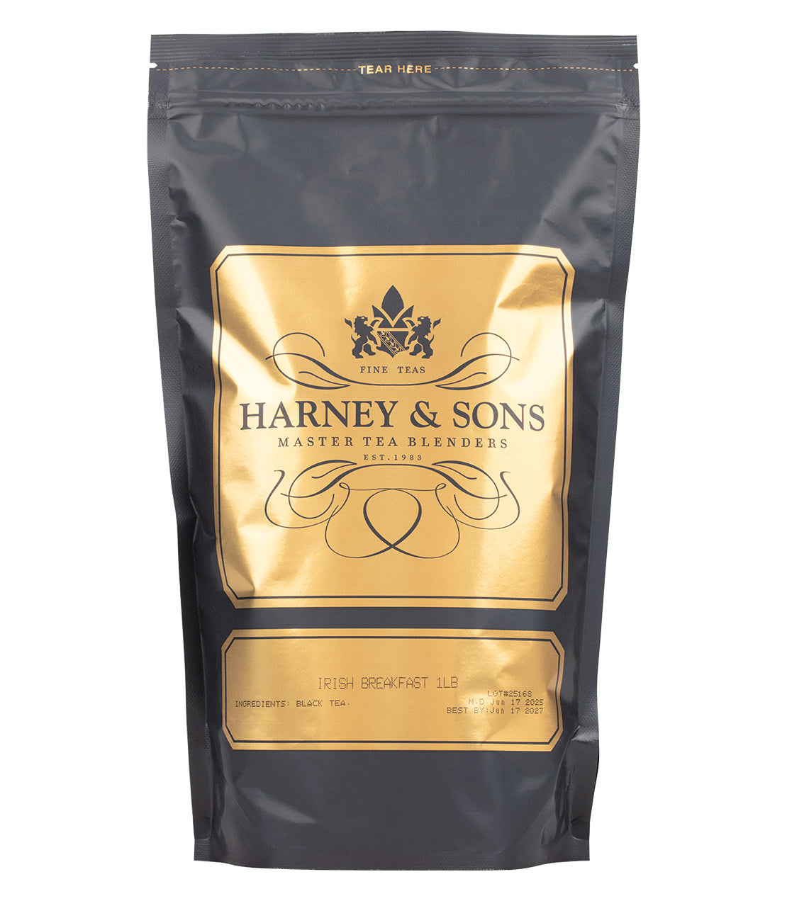 Harney & Sons Fine Teas- Irish Breakfast- 1 Pound/16OZ Bag- Black and Gold Bag