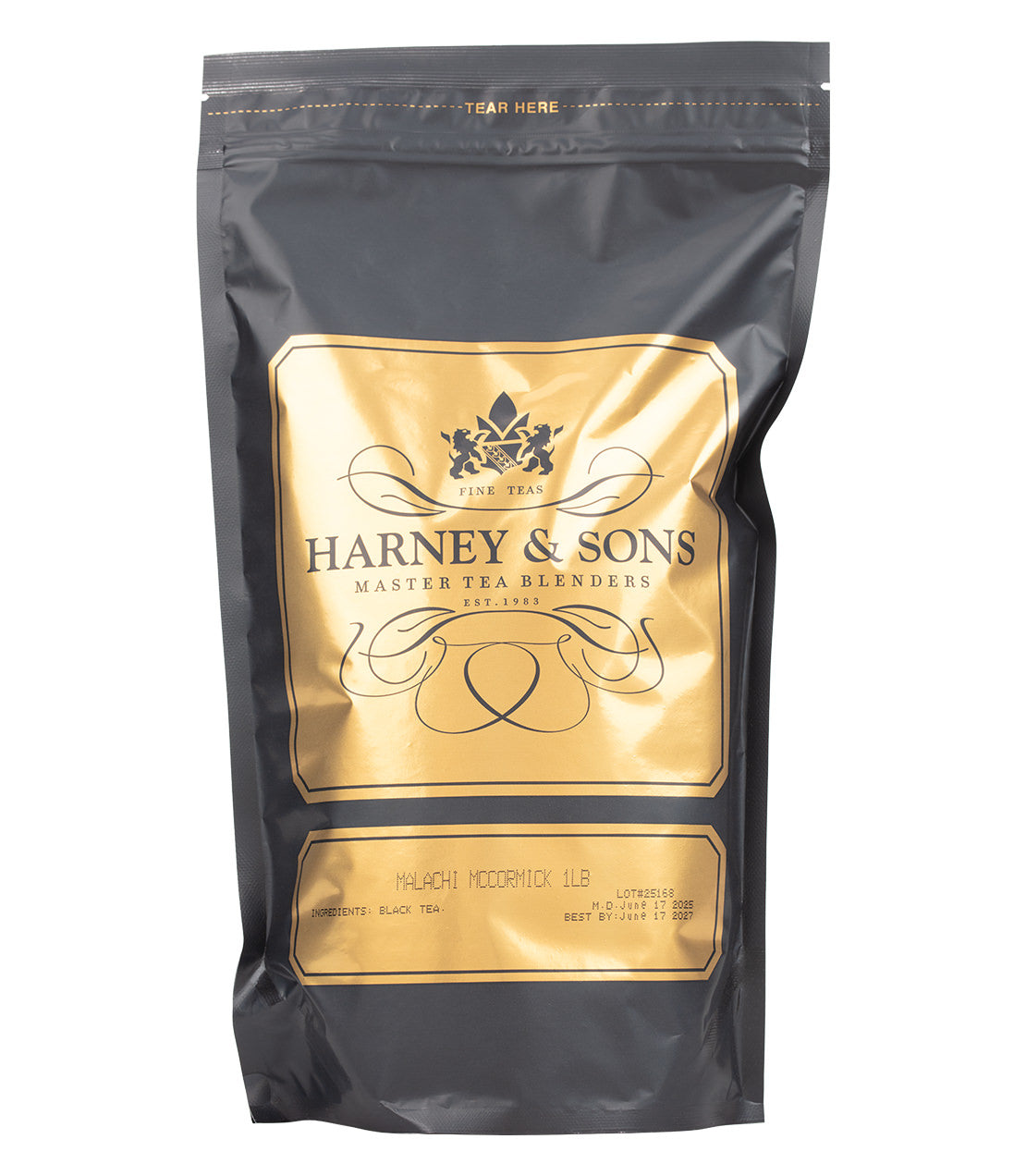 Harney & Sons Fine Teas- Malachi McCormick- 1 Pound/16OZ Bag- Black and Gold Bag