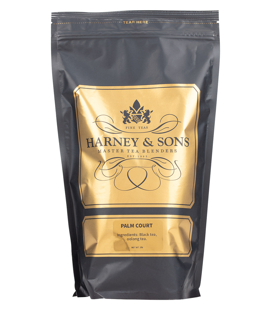 Harney & Sons Fine Teas- Palm Court- 1 Pound/16OZ Bag- Black and Gold Bag