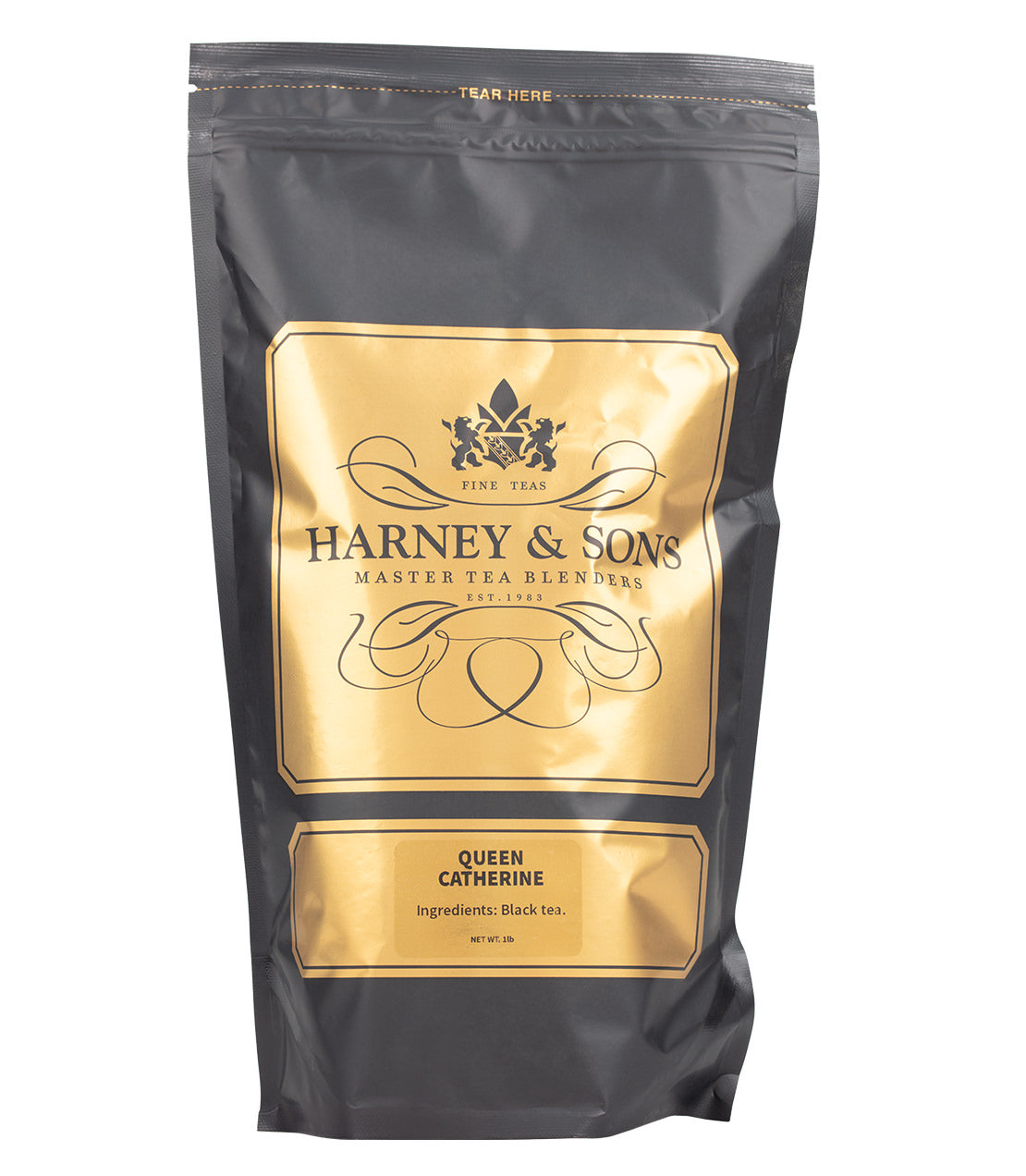 Harney & Sons Fine Teas- Queen Catherine- 1 Pound/16OZ Bag- Black and Gold Bag