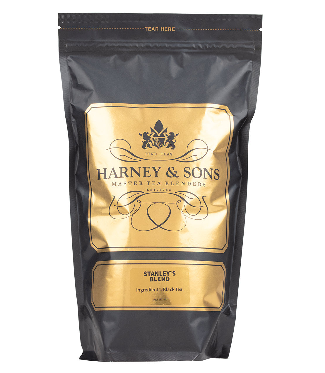 Harney & Sons Fine Teas- Stanley's Blend- 1 Pound/16OZ Bag- Black and Gold Bag