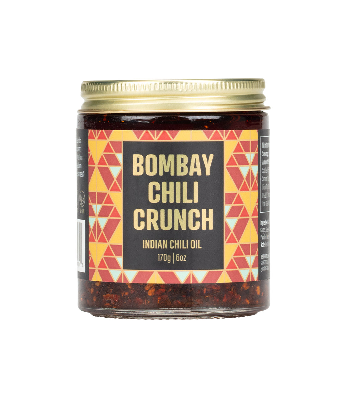 Bombay Chili Crunch- Indian Chili Oil- 170g/6oz Jar with colorful label 