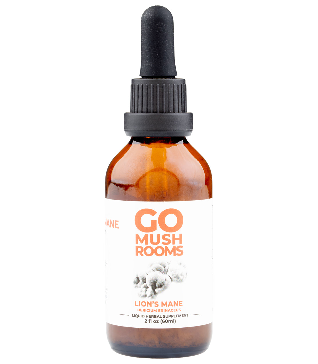 Go Mushrooms- Liquid Herbal Supplement- 2fl oz dropper bottle- Lion's Mane