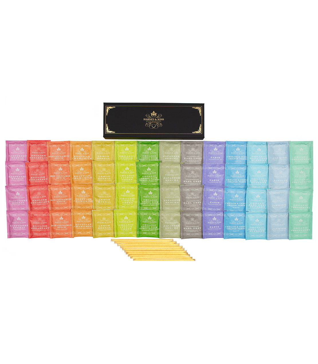 Teabag Sampler: 56 Teabags, 10 Honey Sticks | Harney & Sons
