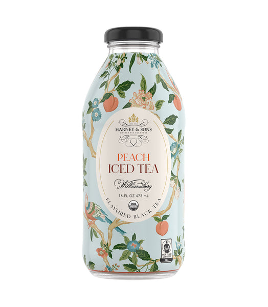 Williamsburg Peach Iced Tea | 16 Oz Bottles | Case of 12 | Harney