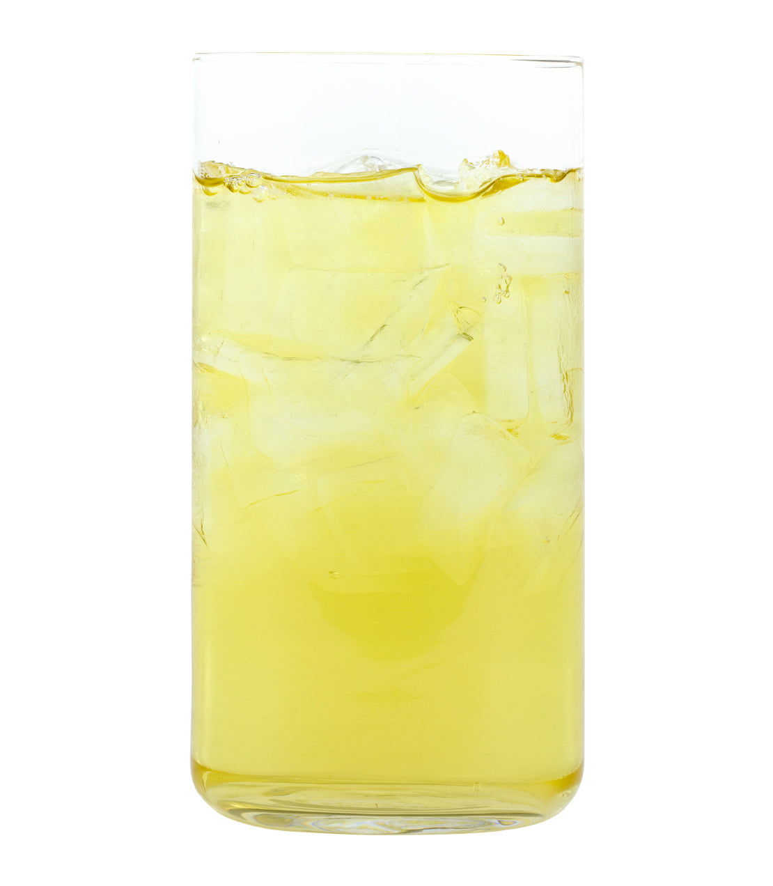 Harney & Sons Fine Teas- Organic Green with Citrus & Ginkgo Fresh Brew Iced Tea- Glass of Organic Green with Citrus & Ginkgo Fresh Brew Iced Tea with ice cubes