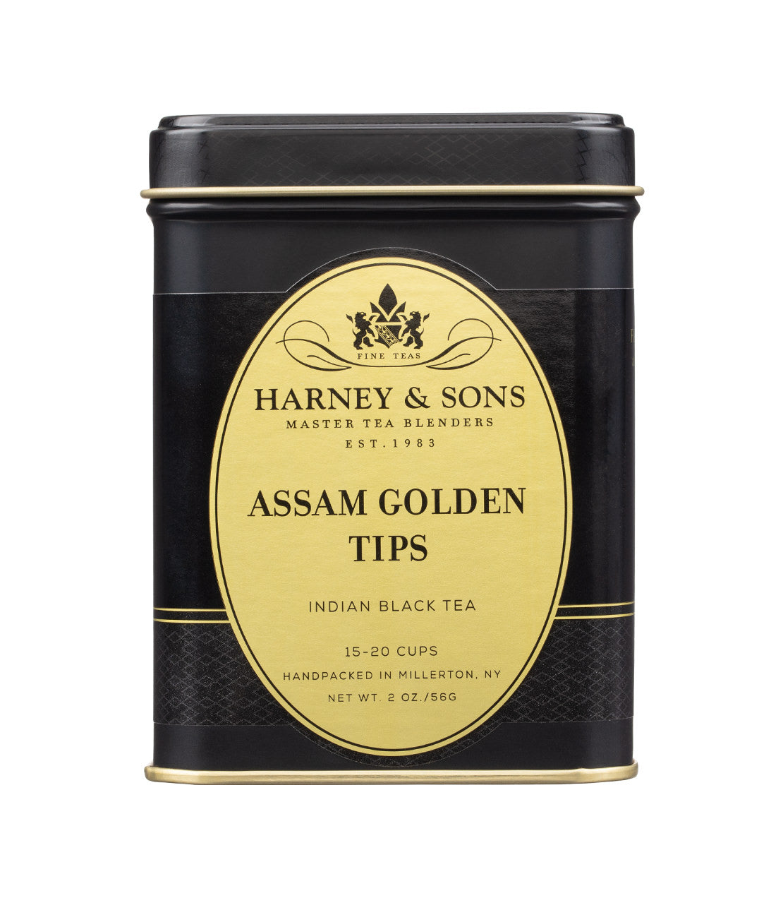 Harney & Sons Fine Teas - Assam Golden Tips - Indian Black Tea- Loose 2 oz. Black and Gold Tin - 