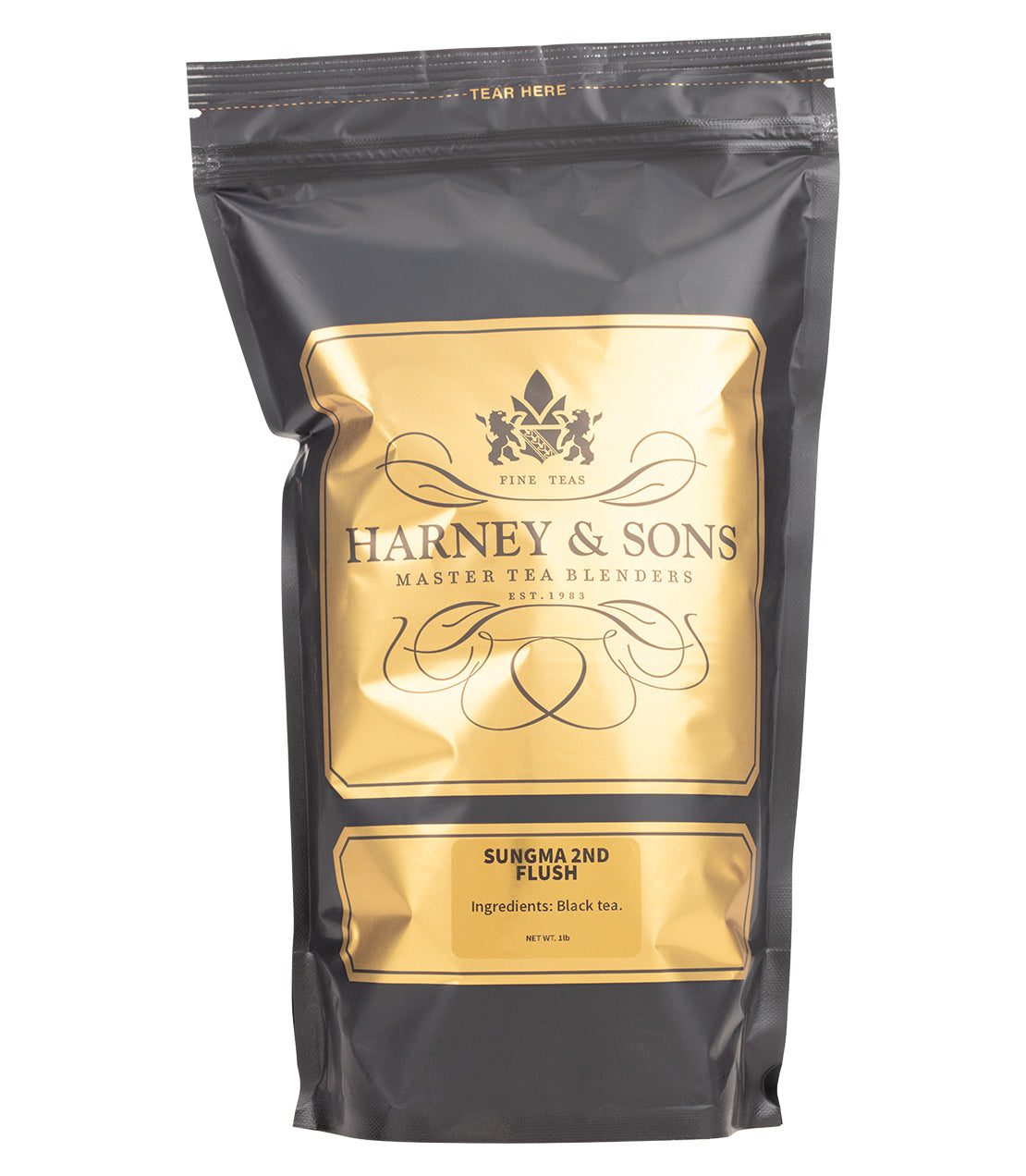 Harney & Sons Fine Teas- Sungma 2nd Flush Darjeeling- Black and gold bag of 50 sachets