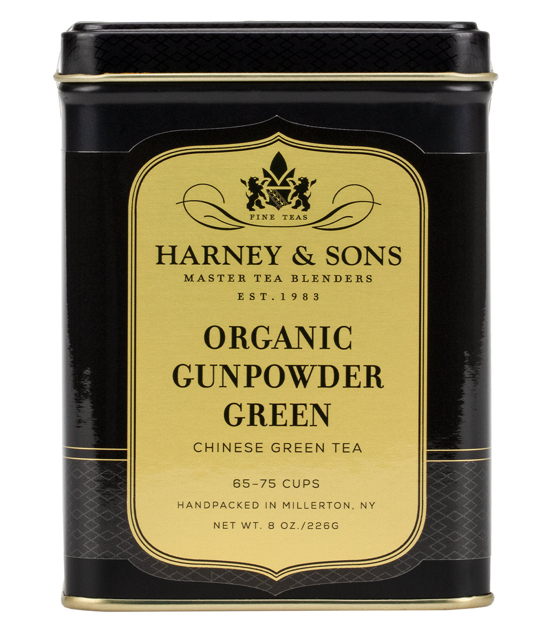 Harney & Sons Fine Teas- 8OZ Tin of Loose Leaf Tea- Organic Gunpowder Green- Chinese Green Tea- 65-75 Cups- 