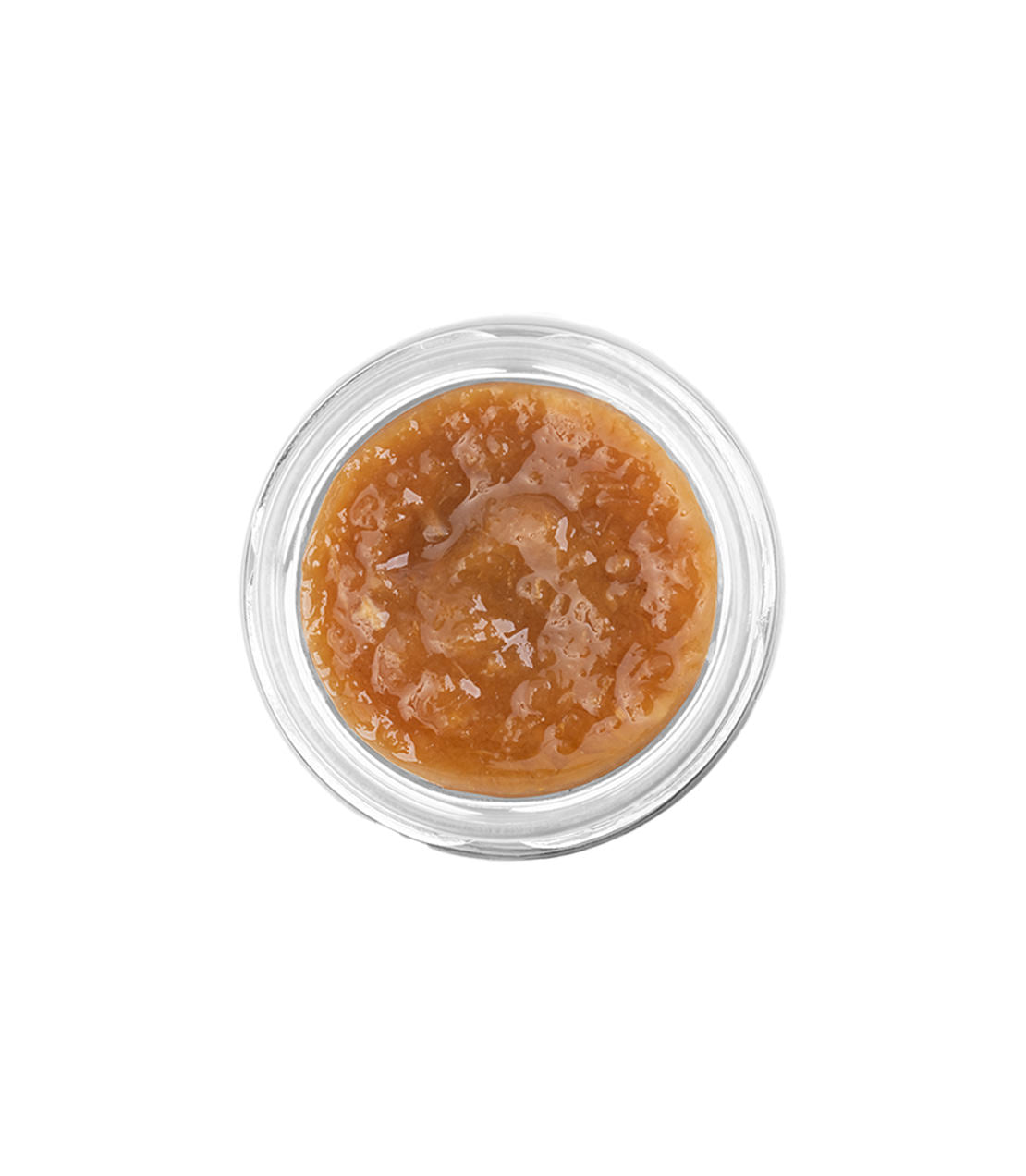 Assorted tea jams in a clear glass jar, showcasing a rich, golden-brown texture. Perfect for spreading.