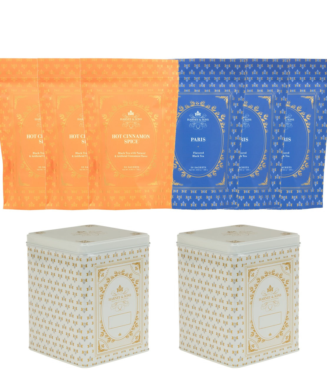 Hot Cinnamon Spice & Paris Bulk Bundle – 2 Trios & 2 Hinged Storage Canisters — two trios with two cream canisters