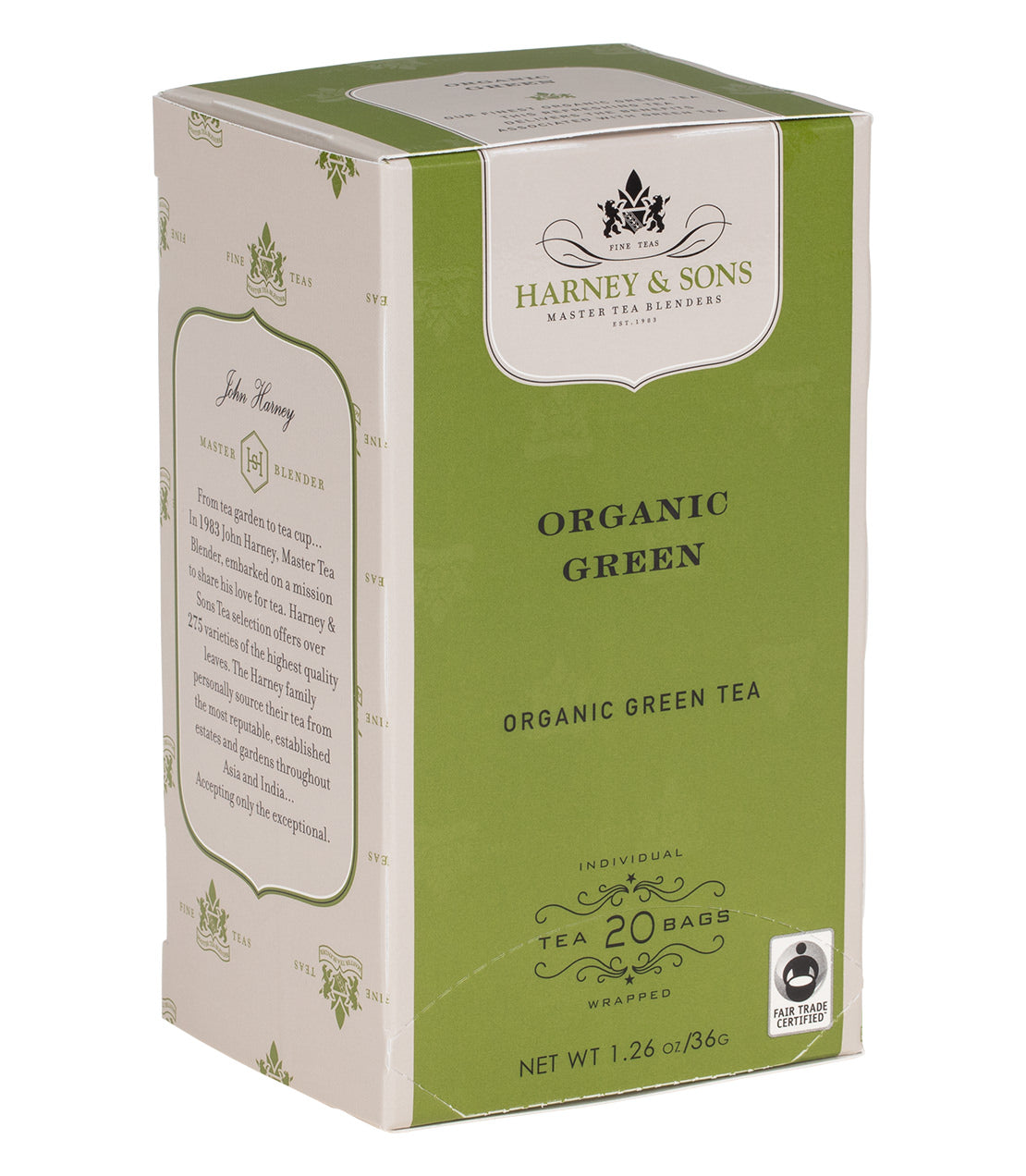 Organic Green, Box of 20 Premium Teabags - Teabags Box of 20 Premium Teabags - Harney & Sons Fine Teas