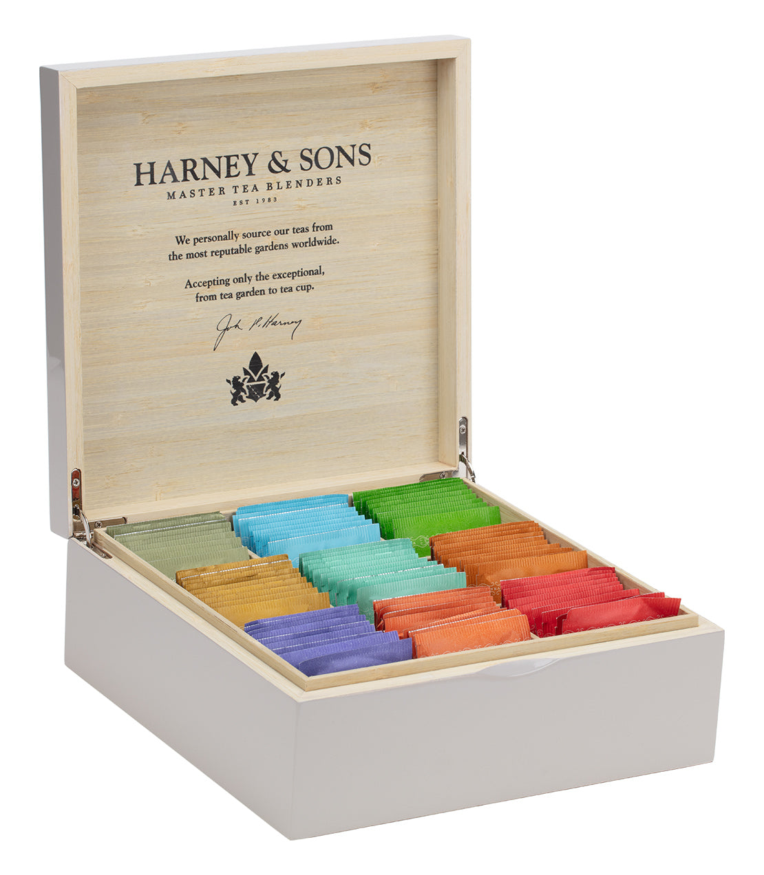 Taupe Wooden Heirloom Tea Chest Featuring Nine Teas - Teabags - Teabags Taupe Wooden Heirloom Tea Chest Featuring Nine Teas - Harney & Sons Fine Teas