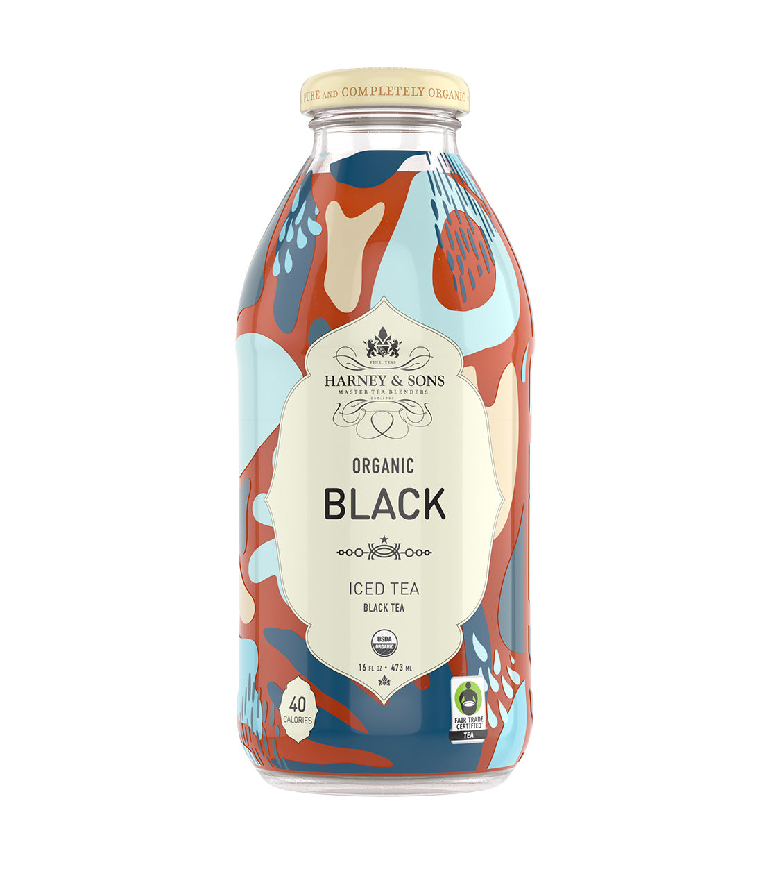 Organic Plain Black Iced Tea - 16 oz. Bottle Case of 12 Bottles - Harney & Sons Fine Teas