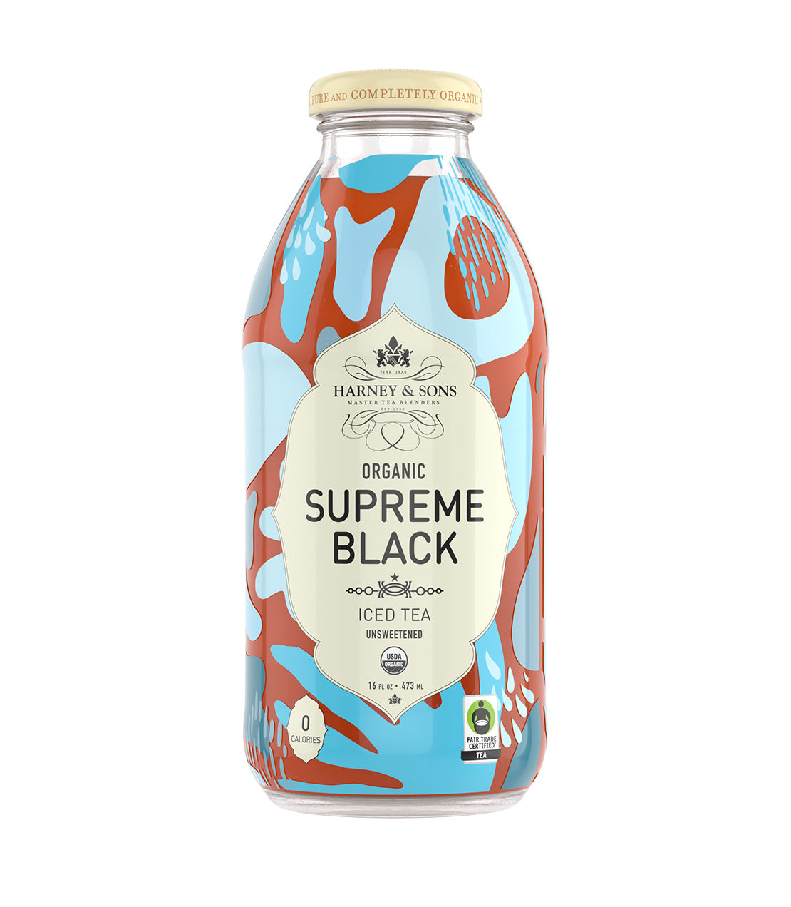 Organic Supreme Black Unsweetened Iced Tea - 16 oz. Bottle Case of 12 Bottles - Harney & Sons Fine Teas