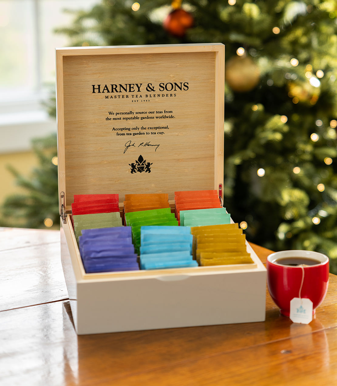 Taupe Wooden Heirloom Tea Chest Featuring Nine Teas - Teabags -   - Harney & Sons Fine Teas