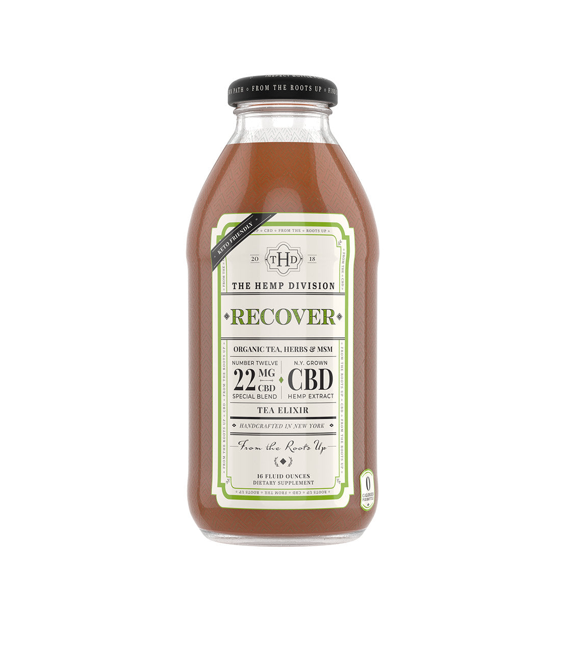 Recover - Organic Tea, Herbs & MSM - 22 MG CBD - 16 oz. Bottle Case of 12 Bottles - Harney & Sons Fine Teas