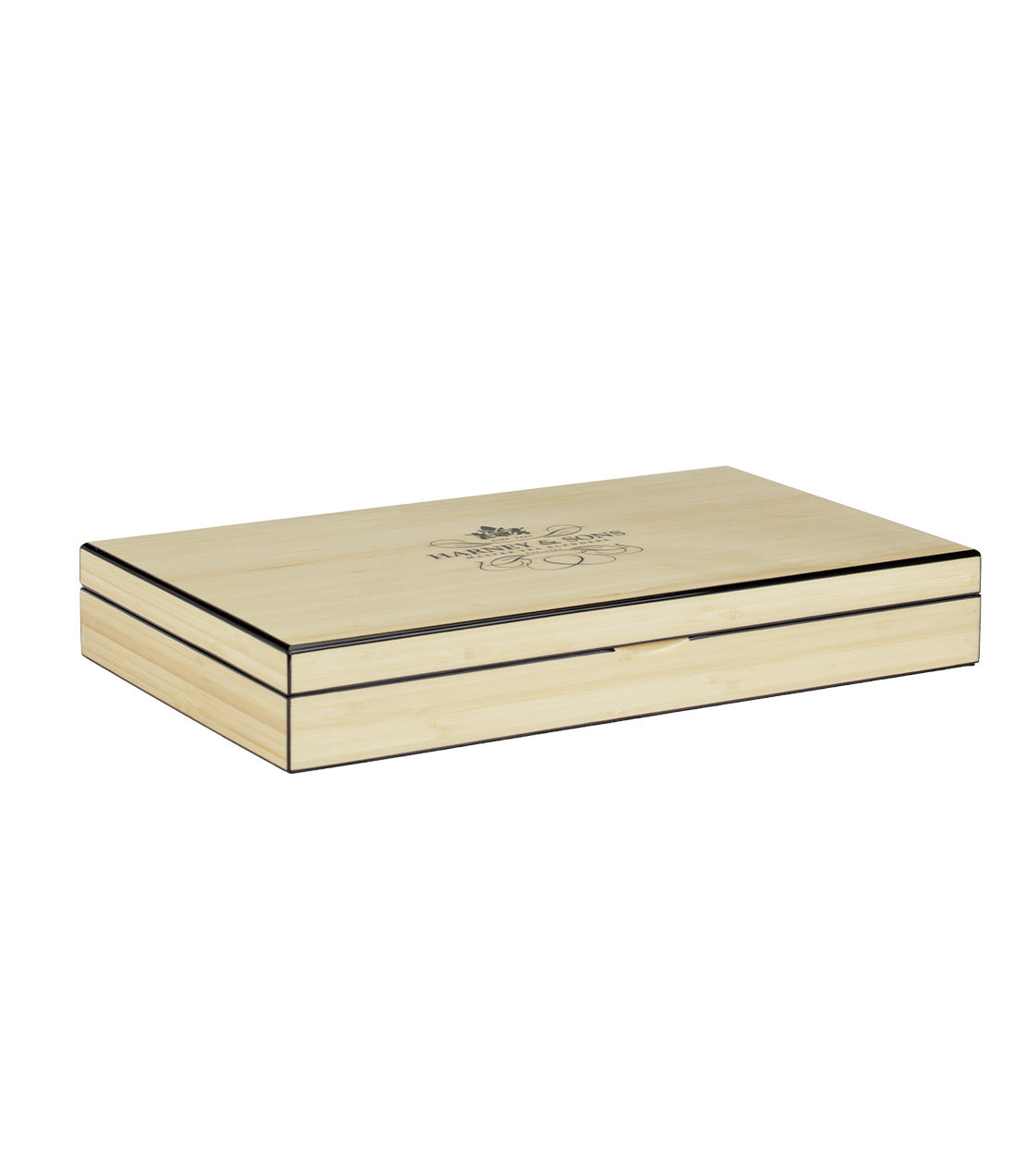 Bamboo heirloom tea chest with eight wrapped tea sachets, elegantly designed for tea storage and presentation.