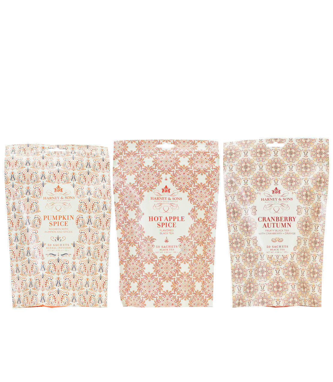 Fall Harvest Trio Bundle featuring Pumpkin Spice, Hot Apple Spice, and Cranberry Autumn sachets.