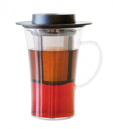 NewLeaf Glass Tall Tea Mug with Infuser & Lid 16oz